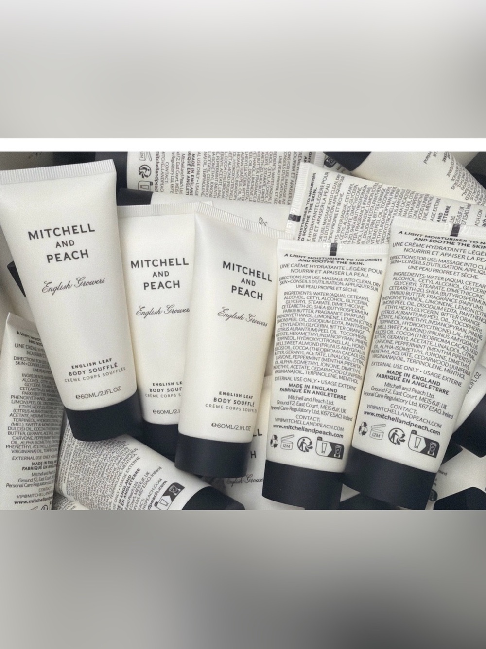 5 Mitchell and Peach English Leaf Body Souffle 60 ml 2.1 oz each Sealed